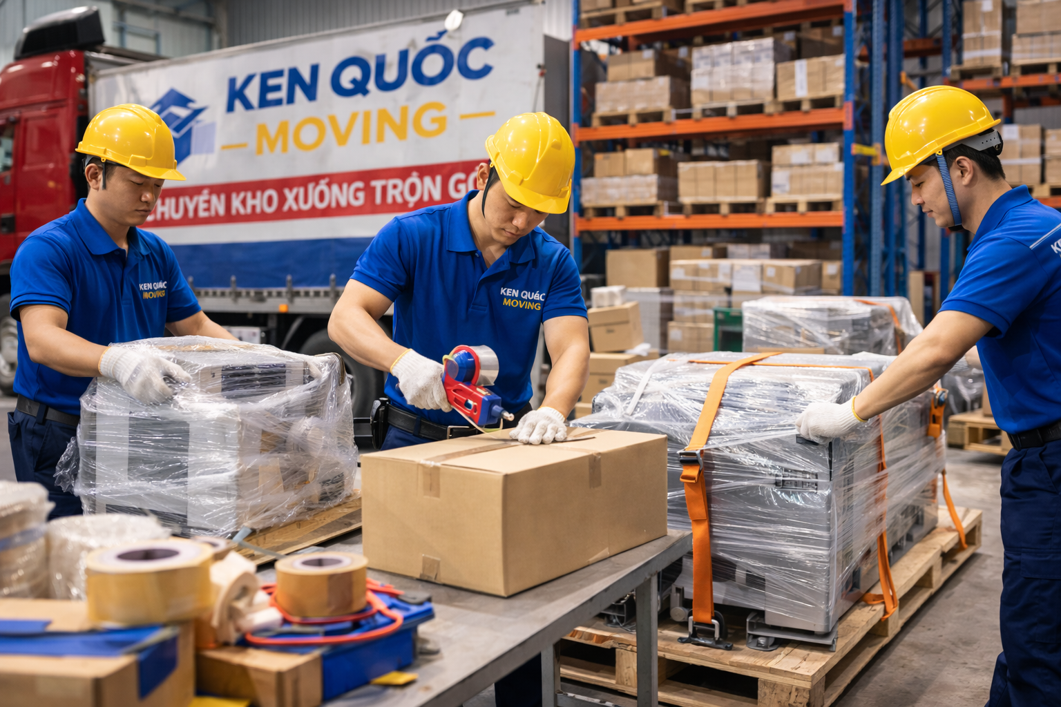 đóng gói hàng hóa khi chuyển kho xưởng